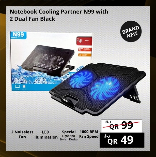 Notebook Cooling Partner N99 with 2 Dual Fan Black