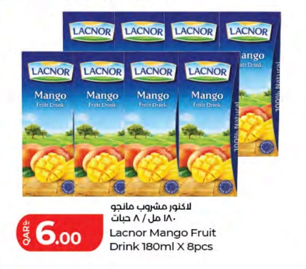 لاكنور مشروب مانجو ١٨٠ مل / ٨ حبات