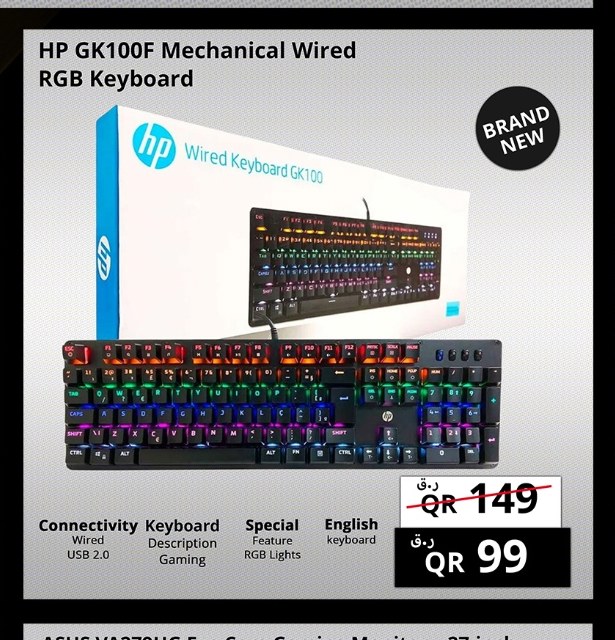 HP GK100F Mechanical Wired RGB Keyboard