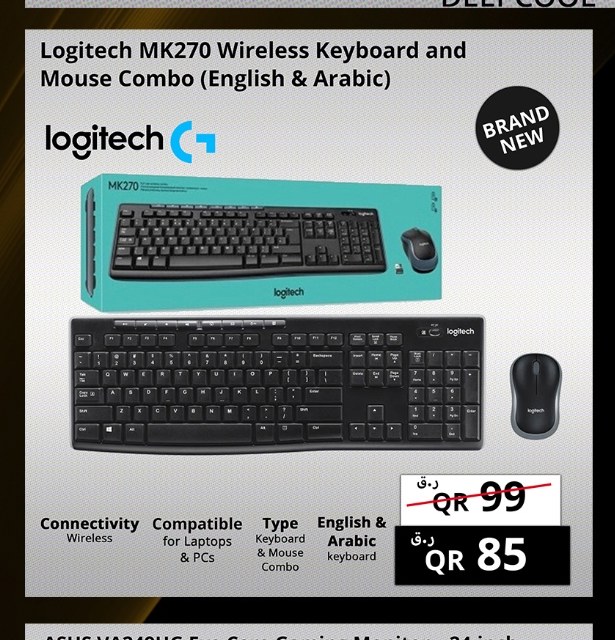 Logitech MK270 Wireless Keyboard and Mouse Combo (English & Arabic)