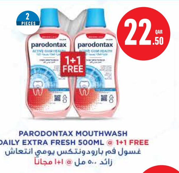 PARODONTAX MOUTHWASH DAILY EXTRA FRESH 500ML @ 1+1 FREE