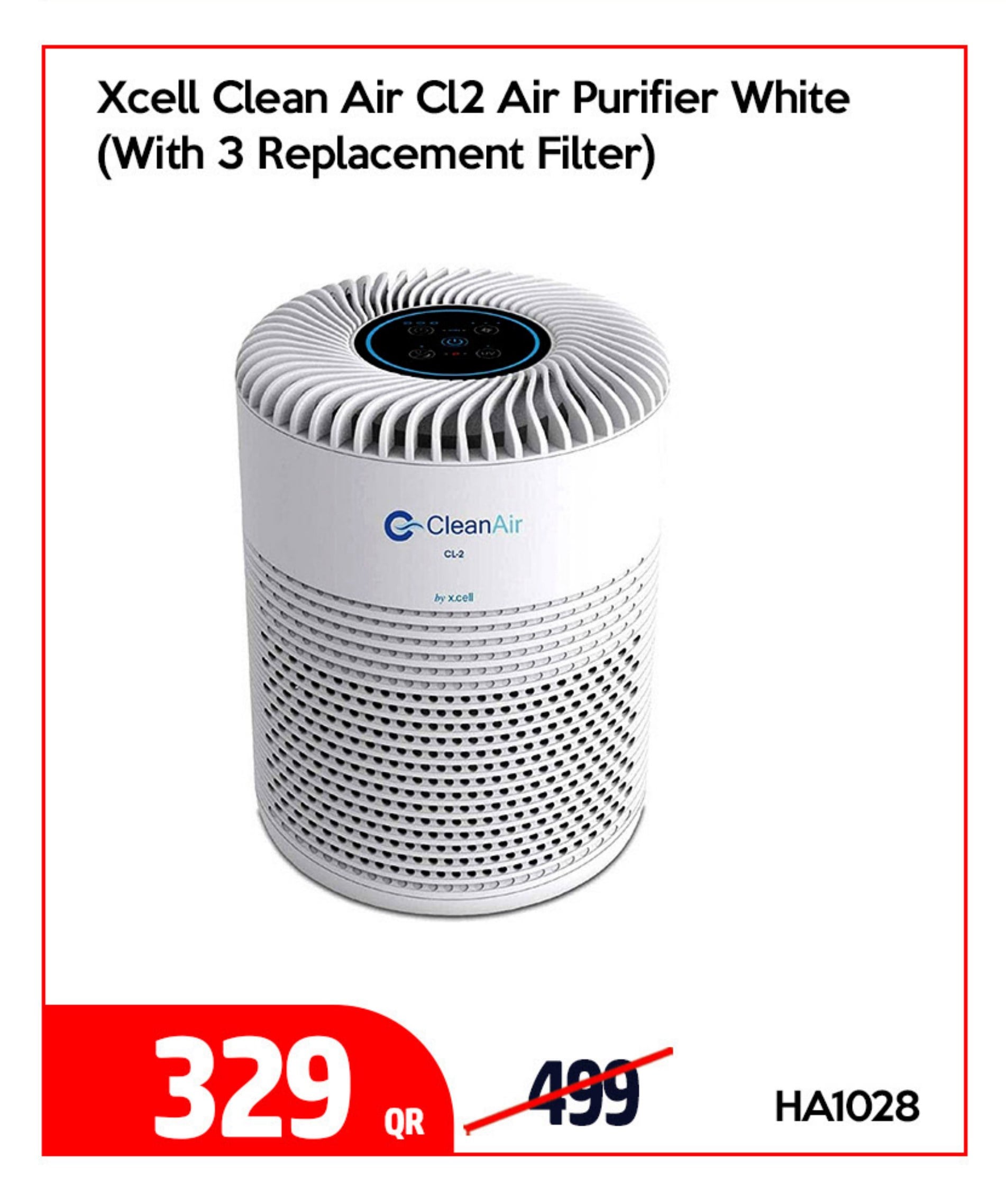 Xcell Clean Air Cl2 Air Purifier White (With 3 Replacement Filter)