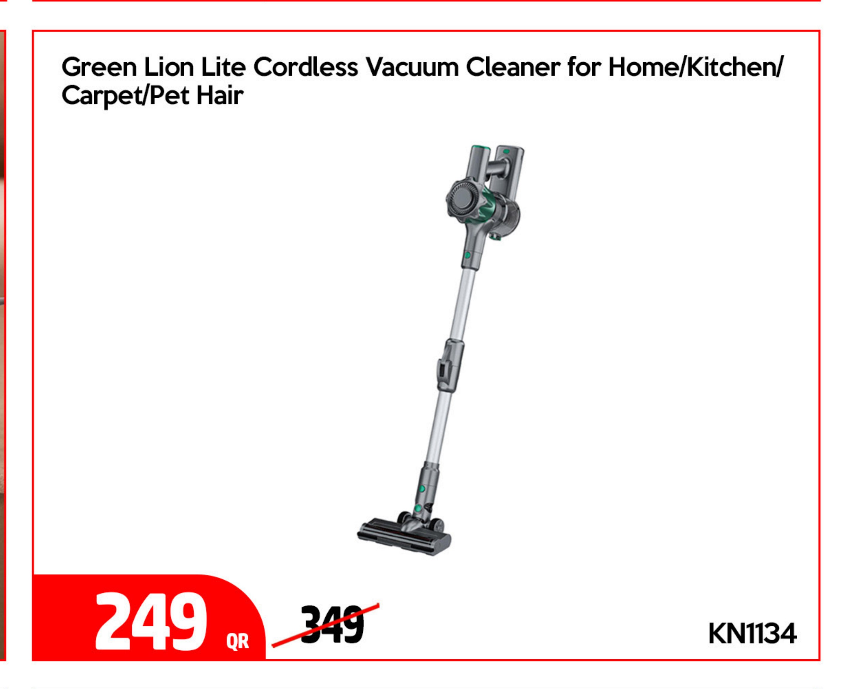 Green Lion Lite Cordless Vacuum Cleaner for Home/Kitchen/Carpet/Pet Hair