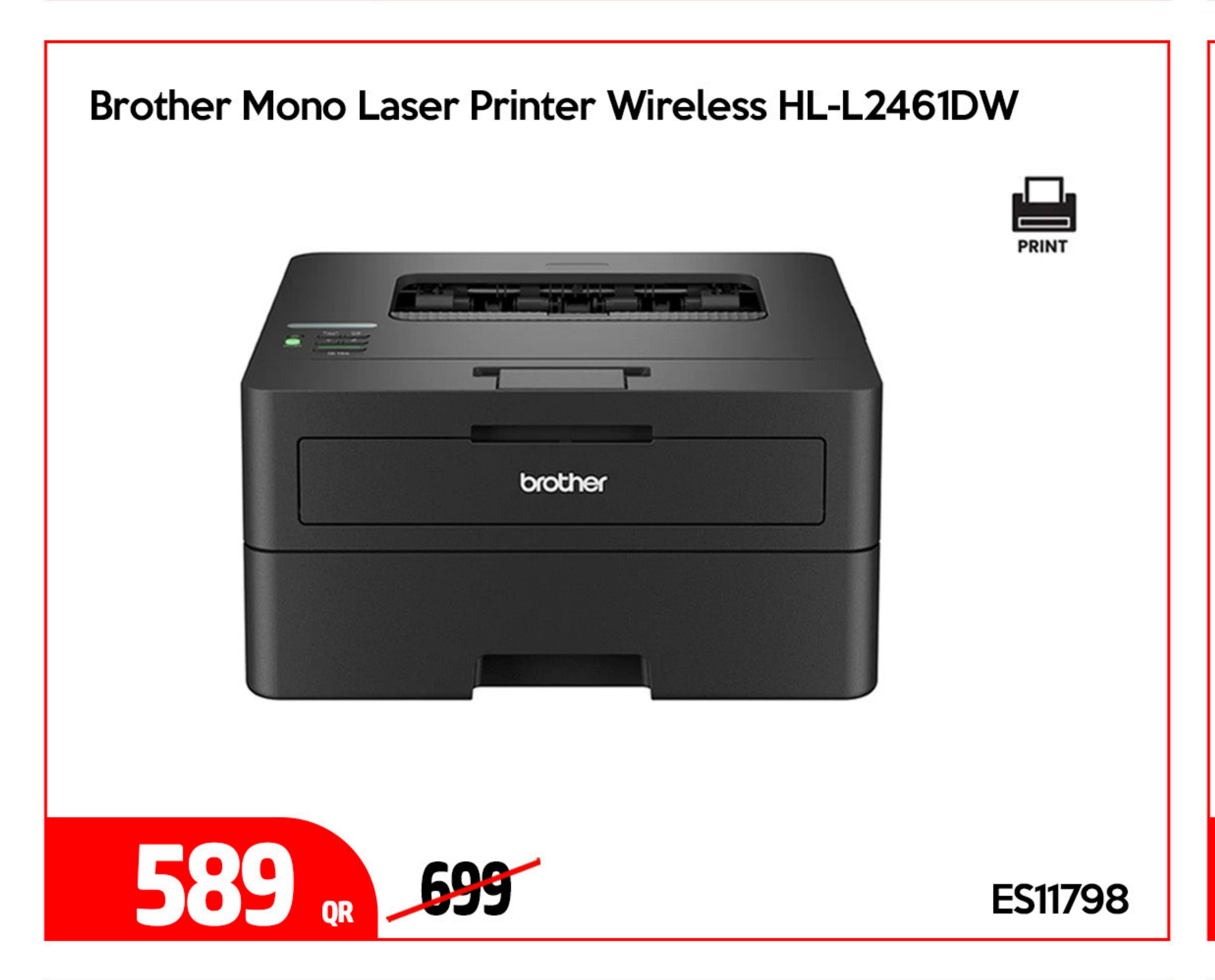 Brother Mono Laser Printer Wireless HL-L2461DW
