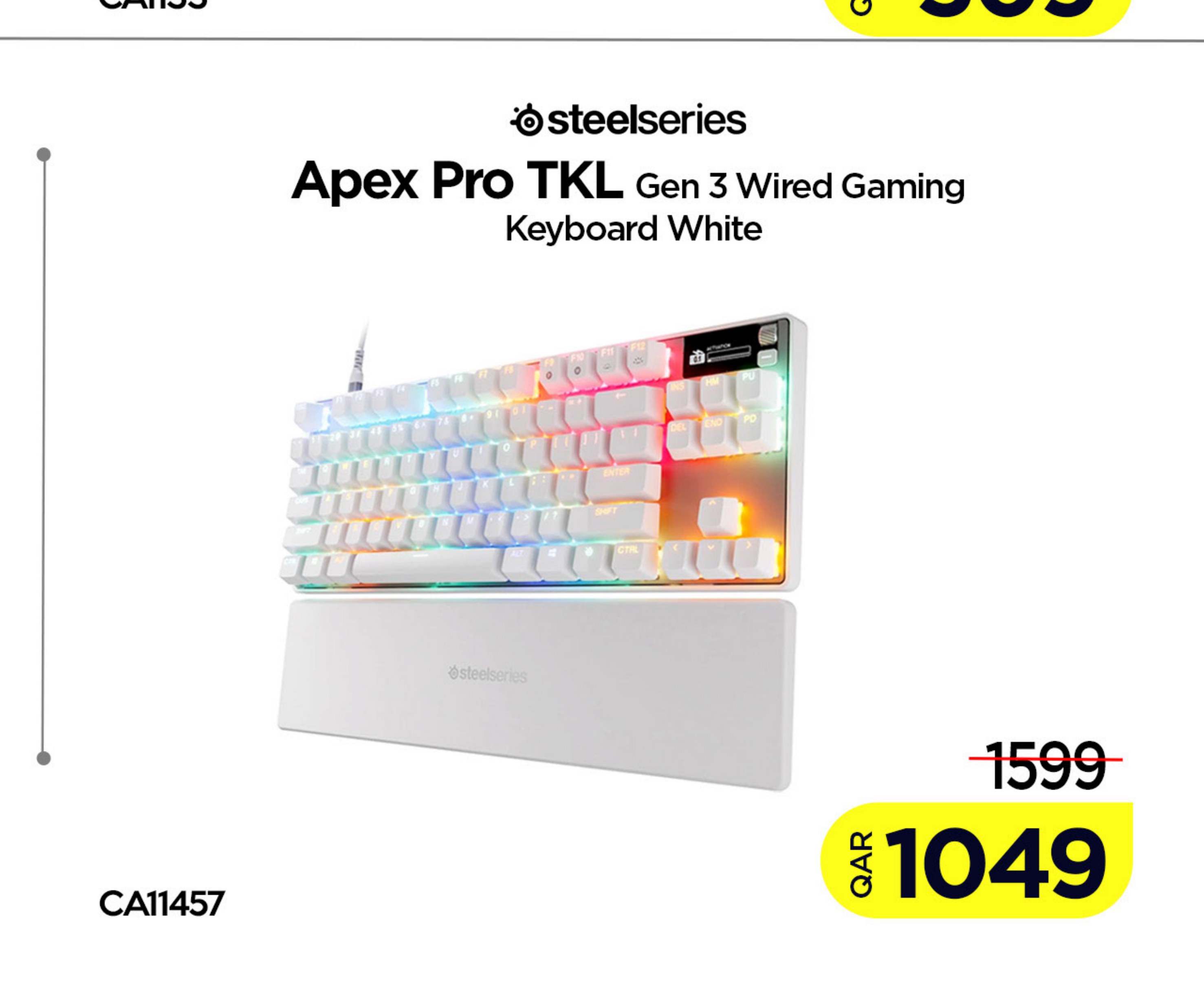 steelseries Apex Pro TKL Gen 3 Wired Gaming Keyboard White