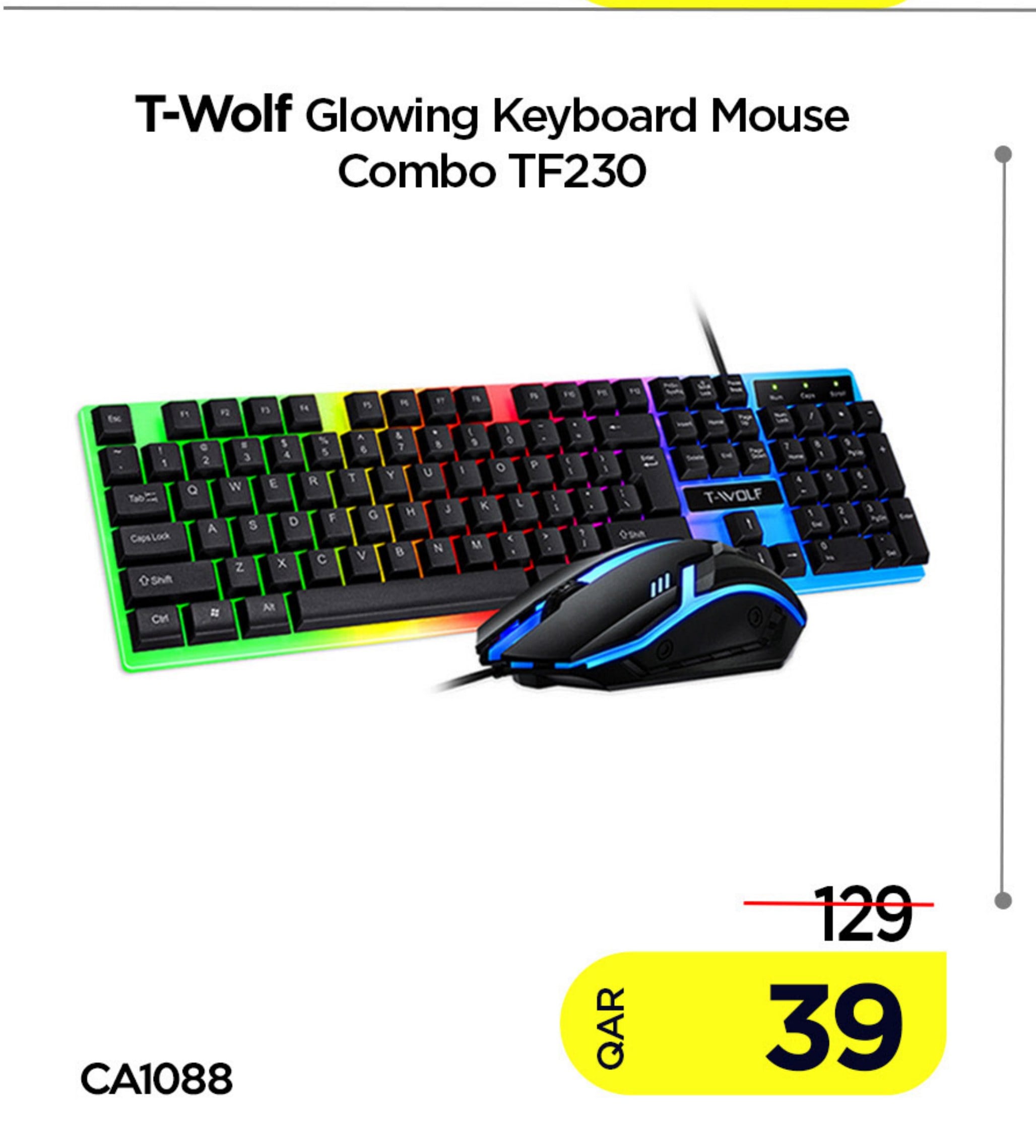 T-Wolf Glowing Keyboard Mouse Combo TF230