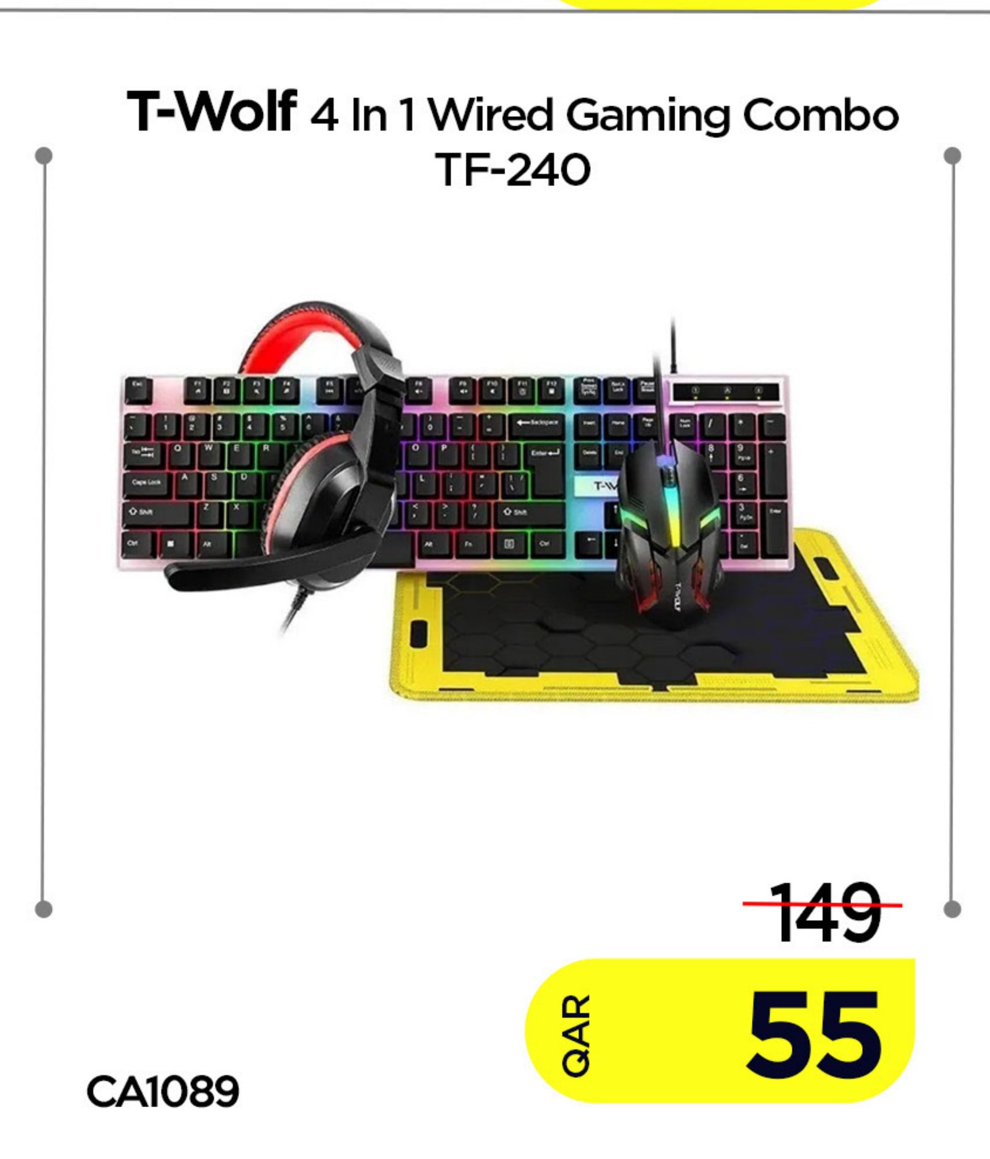 T-Wolf 4 In 1 Wired Gaming Combo TF-240