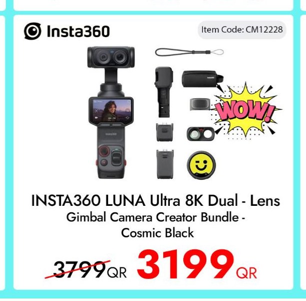 INSTA360 LUNA Ultra 8K Dual - Lens Gimbal Camera Creator Bundle - Cosmic Black