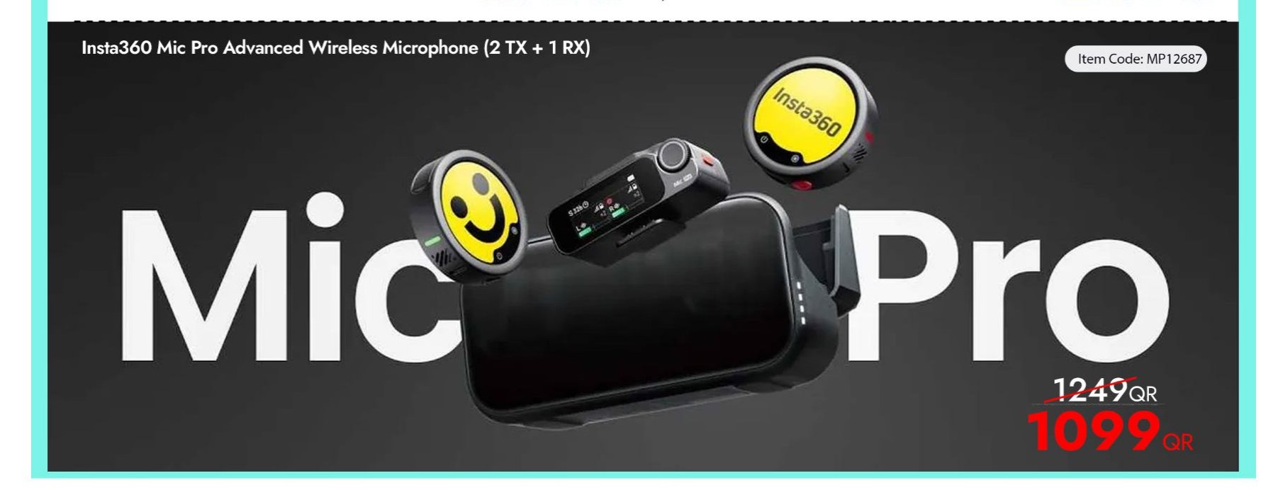 Insta360 Mic Pro Advanced Wireless Microphone (2 TX + 1 RX)