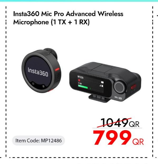Insta360 Mic Pro Advanced Wireless Microphone (1 TX + 1 RX)